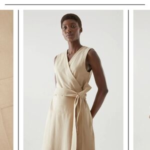 Elegant Tan Wrap Dress